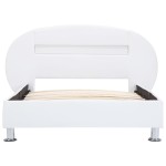 vidaXL Cadru de pat cu LED, alb, 100 x 200 cm, piele ecologică
