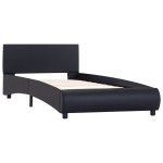 vidaXL Cadru de pat cu LED, negru, 90 x 200 cm, piele ecologică vidaXL Cadru de pat cu LED, negru, 90 x 200 cm, piele ecologică