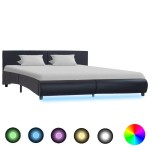 vidaXL Cadru de pat cu LED, negru, 180 x 200 cm, piele ecologică vidaXL Cadru de pat cu LED, negru, 180 x 200 cm, piele ecologică
