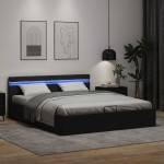 vidaXL Cadru de pat hidraulic cu ladă LED negru 180 x 200 cm piele eco vidaXL Cadru de pat hidraulic cu ladă LED negru 180 x 200 cm piele eco