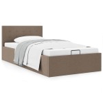 vidaXL Cadru de pat hidraulic cu ladă, gri taupe, 100 x 200 cm, textil vidaXL Cadru de pat hidraulic cu ladă, gri taupe, 100 x 200 cm, textil