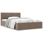 vidaXL Cadru de pat hidraulic cu ladă, gri taupe, 120 x 200 cm, textil vidaXL Cadru de pat hidraulic cu ladă, gri taupe, 120 x 200 cm, textil