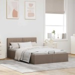 vidaXL Cadru de pat hidraulic cu ladă, gri taupe, 120 x 200 cm, textil vidaXL Cadru de pat hidraulic cu ladă, gri taupe, 120 x 200 cm, textil