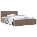 vidaXL Cadru de pat hidraulic cu ladă, gri taupe, 140 x 200 cm, textil vidaXL Cadru de pat hidraulic cu ladă, gri taupe, 140 x 200 cm, textil