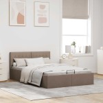 vidaXL Cadru de pat hidraulic cu ladă, gri taupe, 140 x 200 cm, textil vidaXL Cadru de pat hidraulic cu ladă, gri taupe, 140 x 200 cm, textil