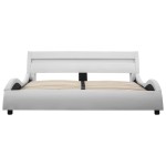 vidaXL Cadru de pat cu LED, alb, 140 x 200 cm, piele ecologică
