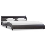 vidaXL Cadru de pat cu LED, gri, 160 x 200 cm, piele ecologică