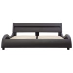 vidaXL Cadru de pat cu LED, gri, 160 x 200 cm, piele ecologică