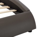 vidaXL Cadru de pat cu LED, gri, 160 x 200 cm, piele ecologică