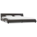 vidaXL Cadru de pat cu LED, gri, 180 x 200 cm, piele ecologică vidaXL Cadru de pat cu LED, gri, 180 x 200 cm, piele ecologică