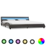 vidaXL Cadru de pat cu LED, gri, 180 x 200 cm, piele ecologică vidaXL Cadru de pat cu LED, gri, 180 x 200 cm, piele ecologică