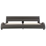 vidaXL Cadru de pat cu LED, gri, 180 x 200 cm, piele ecologică vidaXL Cadru de pat cu LED, gri, 180 x 200 cm, piele ecologică