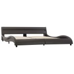vidaXL Cadru de pat cu LED, gri, 180 x 200 cm, piele ecologică vidaXL Cadru de pat cu LED, gri, 180 x 200 cm, piele ecologică