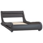 vidaXL Cadru de pat cu LED-uri, gri, 100 x 200 cm, piele ecologică vidaXL Cadru de pat cu LED-uri, gri, 100 x 200 cm, piele ecologică