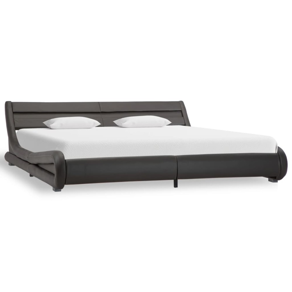 vidaXL Cadru de pat cu LED, gri, 180 x 200 cm, piele artificială