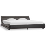 vidaXL Cadru de pat cu LED, gri, 180 x 200 cm, piele artificială