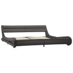 vidaXL Cadru de pat cu LED, gri, 180 x 200 cm, piele artificială