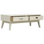 vidaXL Masă de cafea cu 2 sertare sculptate, gri, 110x50x40 cm, lemn vidaXL Masă de cafea cu 2 sertare sculptate, gri, 110x50x40 cm, lemn