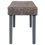 vidaXL Bancă, gri, 110 cm, ratan kubu natural și lemn masiv de mahon