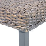 vidaXL Bancă, gri, 110 cm, ratan kubu natural și lemn masiv de mahon