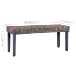 vidaXL Bancă, gri, 110 cm, ratan kubu natural și lemn masiv de mahon