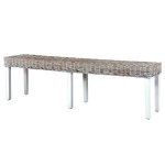 vidaXL Bancă, alb, 160 cm, ratan kubu natural și lemn masiv de mango vidaXL Bancă, alb, 160 cm, ratan kubu natural și lemn masiv de mango