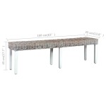 vidaXL Bancă, alb, 160 cm, ratan kubu natural și lemn masiv de mango vidaXL Bancă, alb, 160 cm, ratan kubu natural și lemn masiv de mango