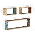 vidaXL Set rafturi de perete cub, 3 piese, lemn masiv reciclat vidaXL Set rafturi de perete cub, 3 piese, lemn masiv reciclat