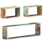 vidaXL Set rafturi de perete cub, 3 piese, lemn masiv reciclat vidaXL Set rafturi de perete cub, 3 piese, lemn masiv reciclat