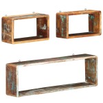 vidaXL Set rafturi de perete cub, 3 piese, lemn masiv reciclat vidaXL Set rafturi de perete cub, 3 piese, lemn masiv reciclat