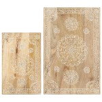 vidaXL Set masă laterală, 2 piese, pictate manual, lemn masiv mango vidaXL Set masă laterală, 2 piese, pictate manual, lemn masiv mango
