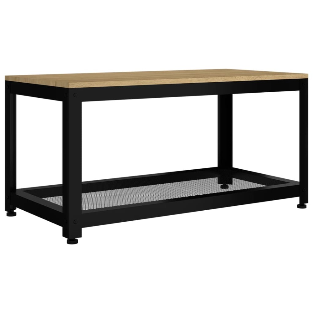 vidaXL Măsuță de cafea, maro deschis & negru, 90x45x45 cm, MDF și fier
