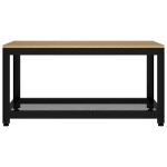 vidaXL Măsuță de cafea, maro deschis & negru, 90x45x45 cm, MDF și fier vidaXL Măsuță de cafea, maro deschis & negru, 90x45x45 cm, MDF și fier
