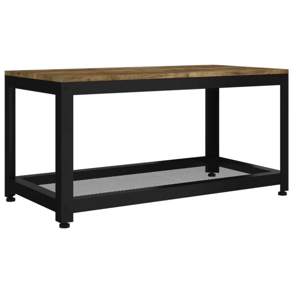 vidaXL Măsuță de cafea, maro închis & negru, 90x45x45 cm, MDF și fier