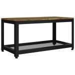vidaXL Măsuță de cafea, maro închis & negru, 90x45x45 cm, MDF și fier vidaXL Măsuță de cafea, maro închis & negru, 90x45x45 cm, MDF și fier