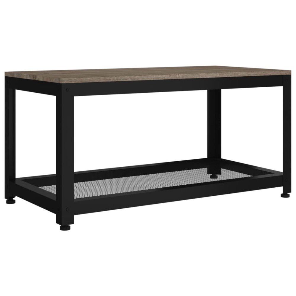 vidaXL Măsuță de cafea, gri și negru, 90x45x45 cm, MDF și fier