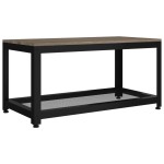 vidaXL Măsuță de cafea, gri și negru, 90x45x45 cm, MDF și fier