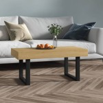 vidaXL Măsuță de cafea, maro deschis & negru, 90x45x40 cm, MDF și fier vidaXL Măsuță de cafea, maro deschis & negru, 90x45x40 cm, MDF și fier