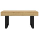 vidaXL Măsuță de cafea, maro deschis & negru, 90x45x40 cm, MDF și fier vidaXL Măsuță de cafea, maro deschis & negru, 90x45x40 cm, MDF și fier
