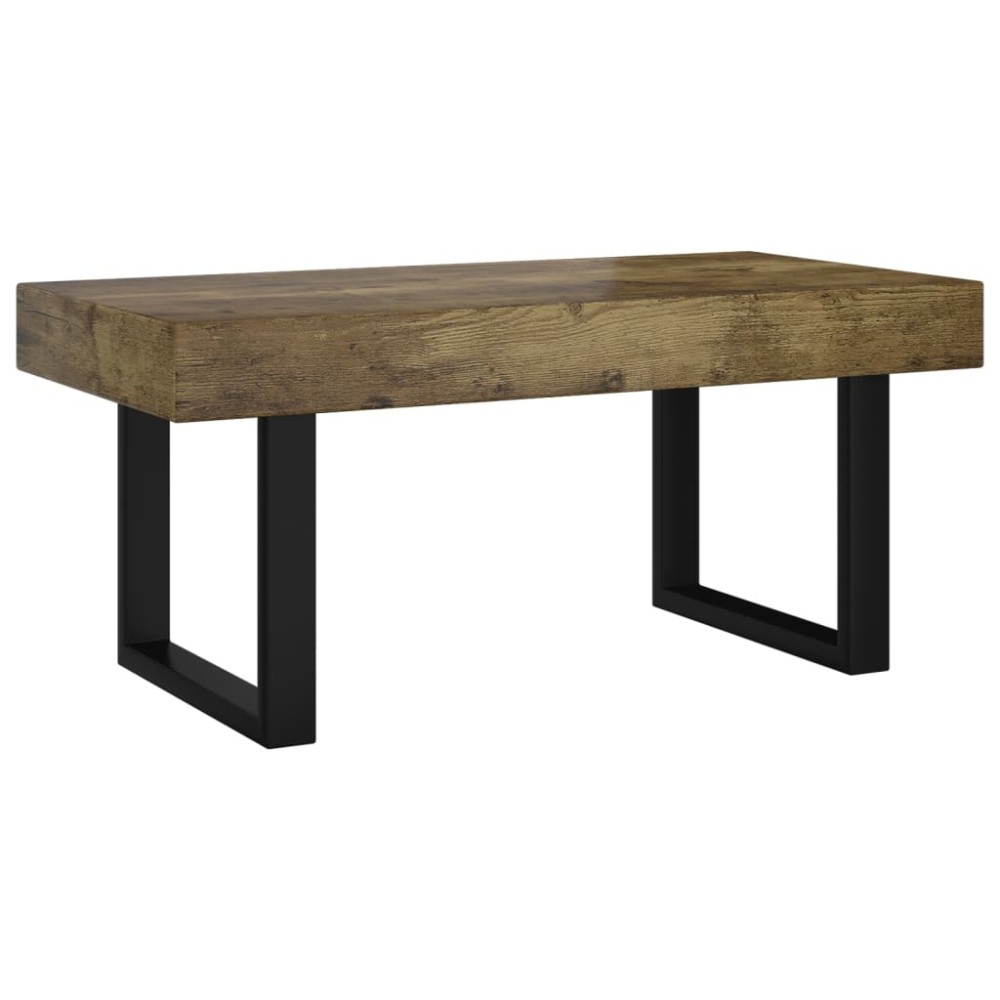 vidaXL Măsuță de cafea, maro închis & negru, 90x45x40 cm, MDF și fier