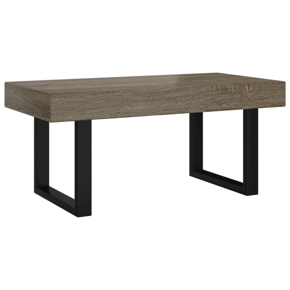 vidaXL Măsuță de cafea, gri și negru, 90x45x40 cm, MDF și fier