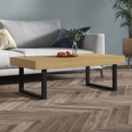 vidaXL Măsuță de cafea, maro deschis & negru, 120x60x40 cm, MDF & fier vidaXL Măsuță de cafea, maro deschis & negru, 120x60x40 cm, MDF & fier