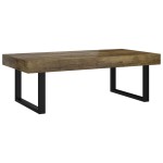 vidaXL Măsuță de cafea, maro închis & negru, 120x60x40 cm, MDF și fier vidaXL Măsuță de cafea, maro închis & negru, 120x60x40 cm, MDF și fier