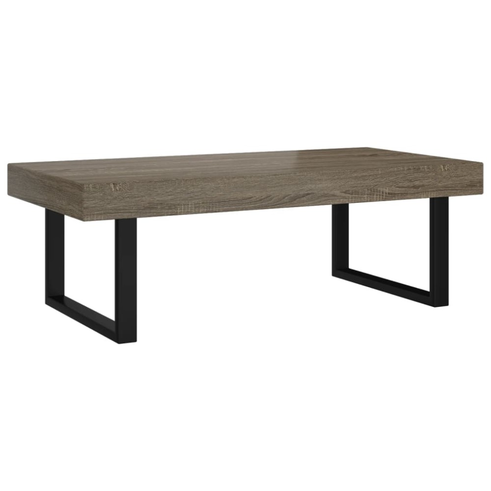 vidaXL Măsuță de cafea, gri și negru, 120x60x40 cm, MDF și fier