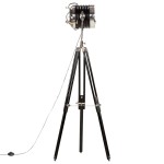 vidaXL Lampă de podea cu trepied, negru, 171 cm, lemn masiv de mango vidaXL Lampă de podea cu trepied, negru, 171 cm, lemn masiv de mango