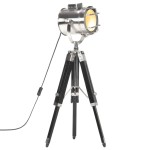 vidaXL Lampă de podea cu trepied, 69 cm, negru, lemn masiv de mango vidaXL Lampă de podea cu trepied, 69 cm, negru, lemn masiv de mango