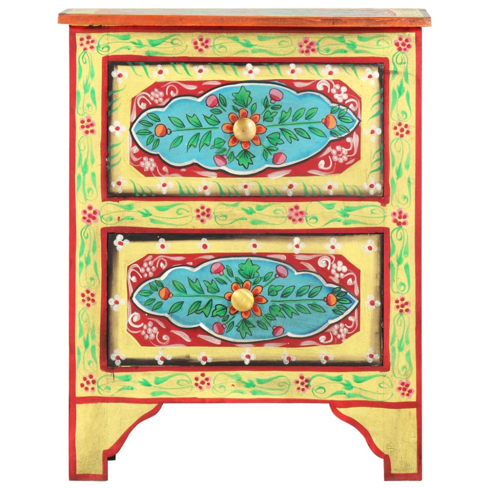 vidaXL Noptieră pictată manual, 40 x 30 x 50 cm, lemn masiv de mango