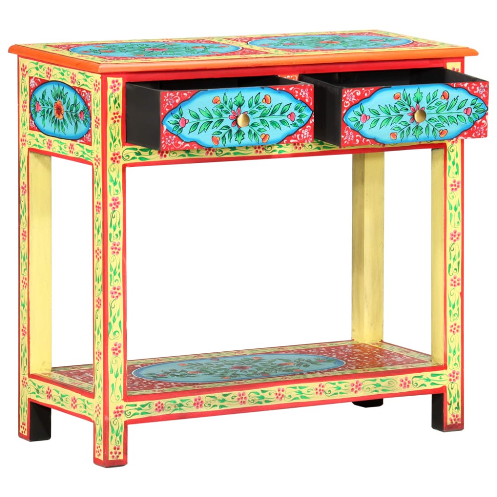 vidaXL Masă consolă pictată manual, 80x35x75 cm, lemn masiv mango