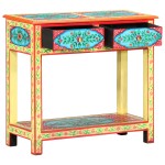vidaXL Masă consolă pictată manual, 80x35x75 cm, lemn masiv mango vidaXL Masă consolă pictată manual, 80x35x75 cm, lemn masiv mango