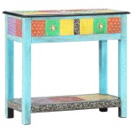 vidaXL Masă consolă pictată manual, 80 x 35 x 75 cm, lemn masiv mango vidaXL Masă consolă pictată manual, 80 x 35 x 75 cm, lemn masiv mango